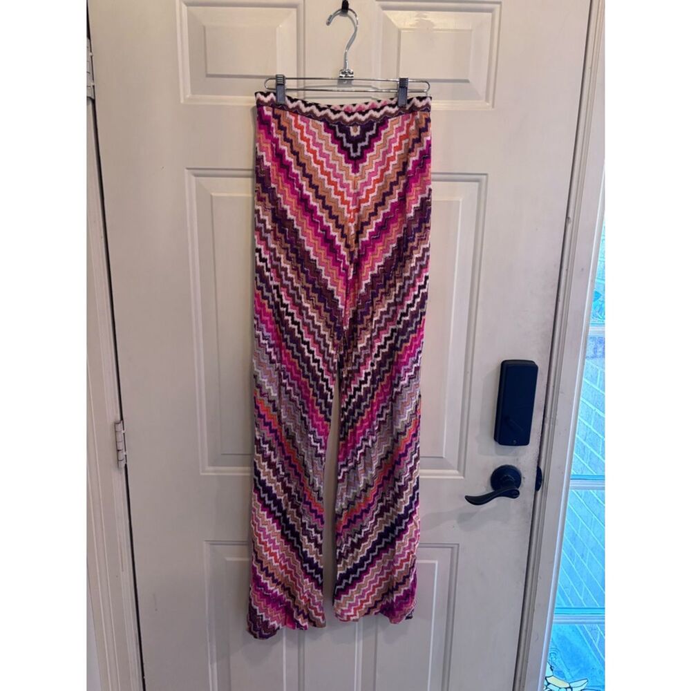 Missoni Chevron Wide-Leg Pants in Pink, Purple & Orange size EU 42 or US 10 - Picture 4 of 9